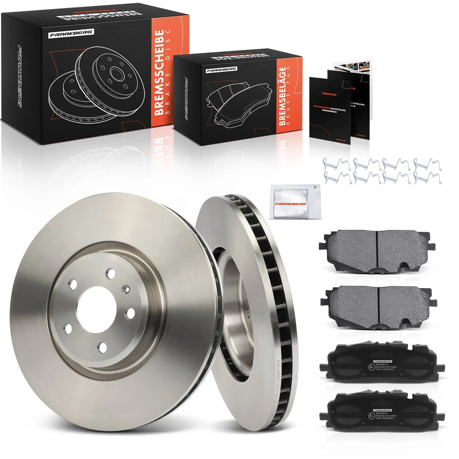 Frankberg 2x Remschijven 4x Remblokken Vooras Voor VW Touareg Audi A4 A5 A6 A7 A8 Q5 Q7 4M0698151AM 4K0698151C 8W0698151R