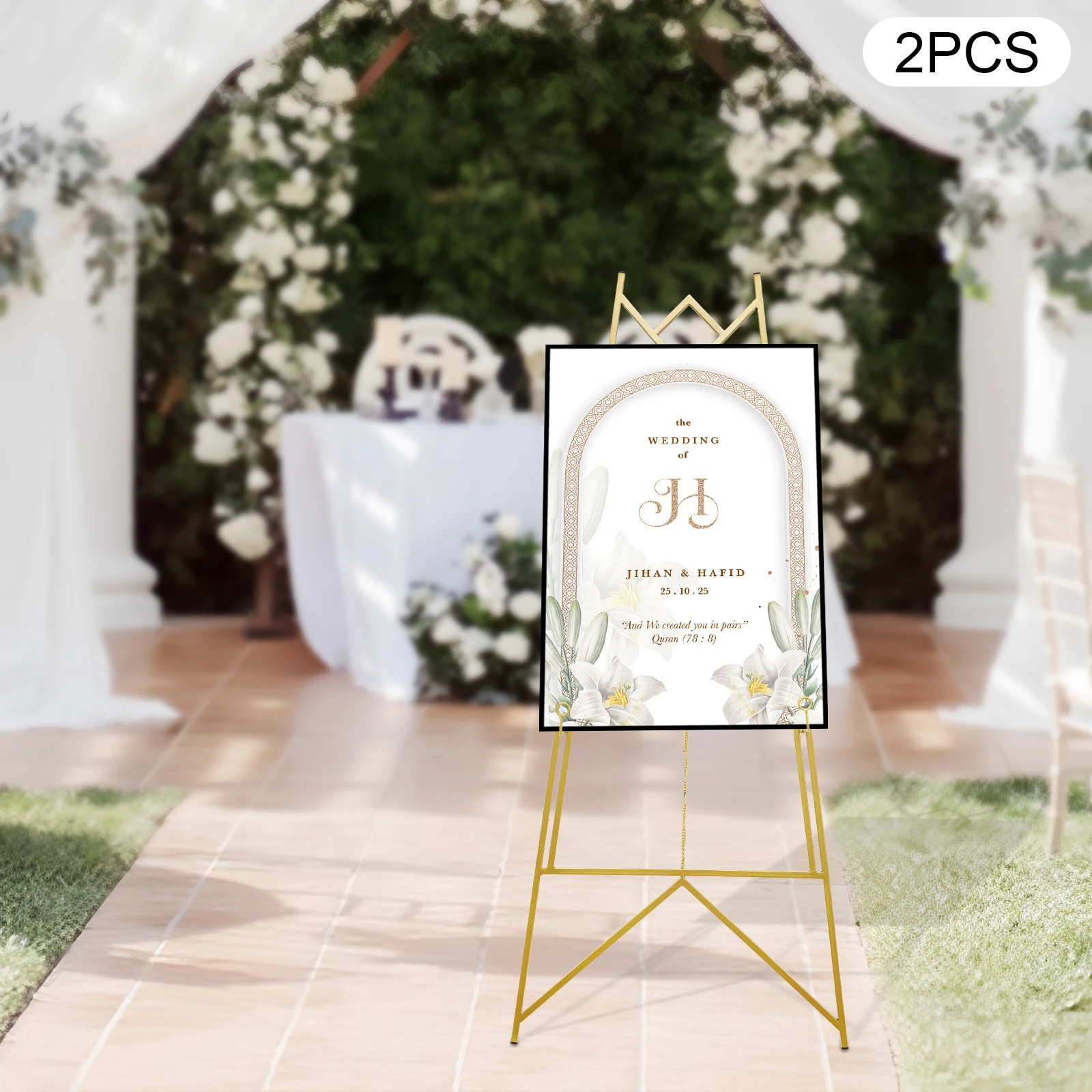 2pcs Steel Adjustable Portable Wedding Easel Stand Poster Board Display Large Decorations Kit Poster Easel