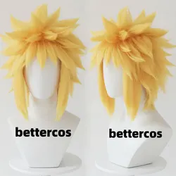 Synthetic Golden Wigs Namikaze Minato Short Fluffy Layered Cosplay Wigs Anime Halloween Play Role Hair + Wig Cap