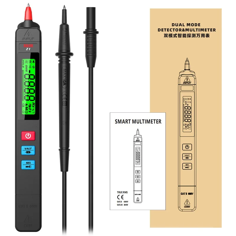 BSIDE Z1 Mini Digital Multimeter Smart Pen-Type LCD 2000 Counts Voltmeter Resistance Tester Flashlight for Electronic Repair