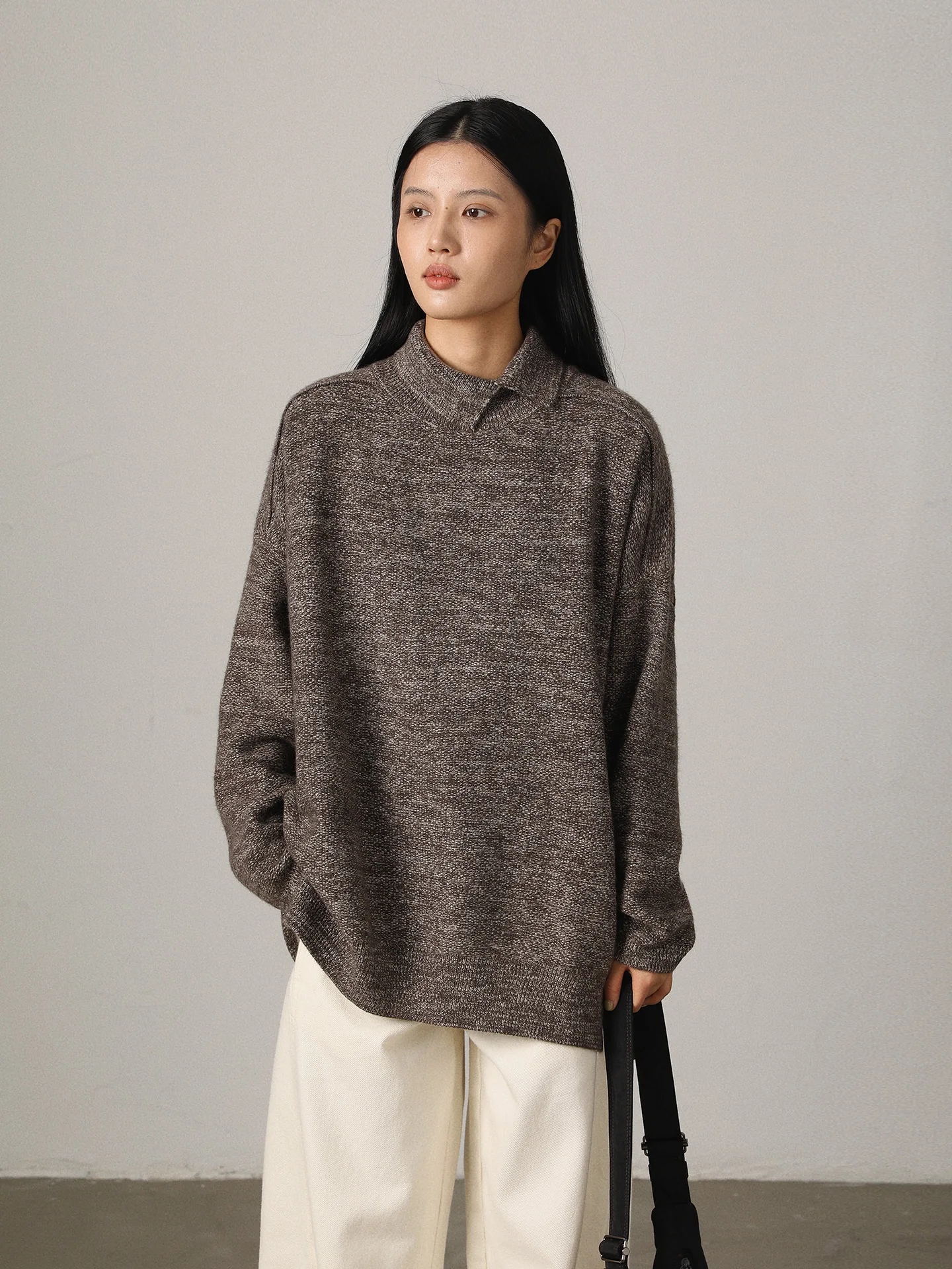 

Свитер Vimore Soft Loose Knitted с высоким воротником и отложным воротником, два варианта ношения, винтажный свободный крой, смесь полиэстера, нейлона, акрила и шерсти