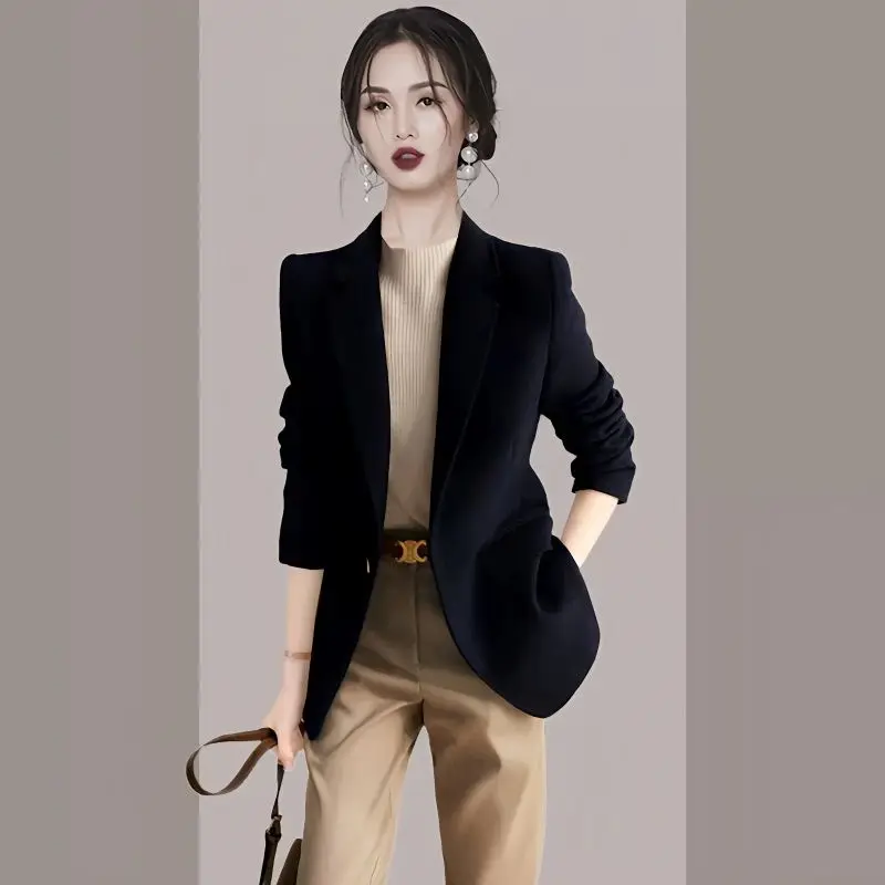 

Повседневное шерстяное пальто-жакет в европейском стиле для женщин, осенне-зимняя новинка, профессиональный деловой костюм в стиле «маленький аромат»