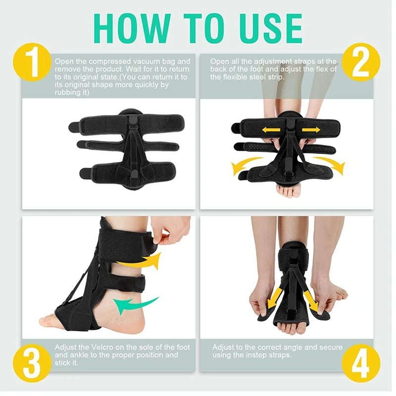 2 Pcs Plantar Fasciitis Night Splint Relief Brace For Plantar Fasciitis Relief, Achilles Tendonitis And Foot Drop