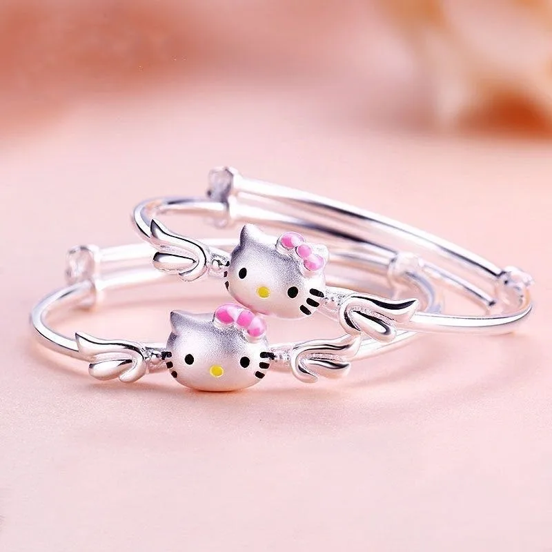 Sanrio Hello Kitty Bracelet Jewelry Cute Cartoon Anime KT Cat Fashion Ladies' Bracelet Girlfriend Valentine's Day Gifts