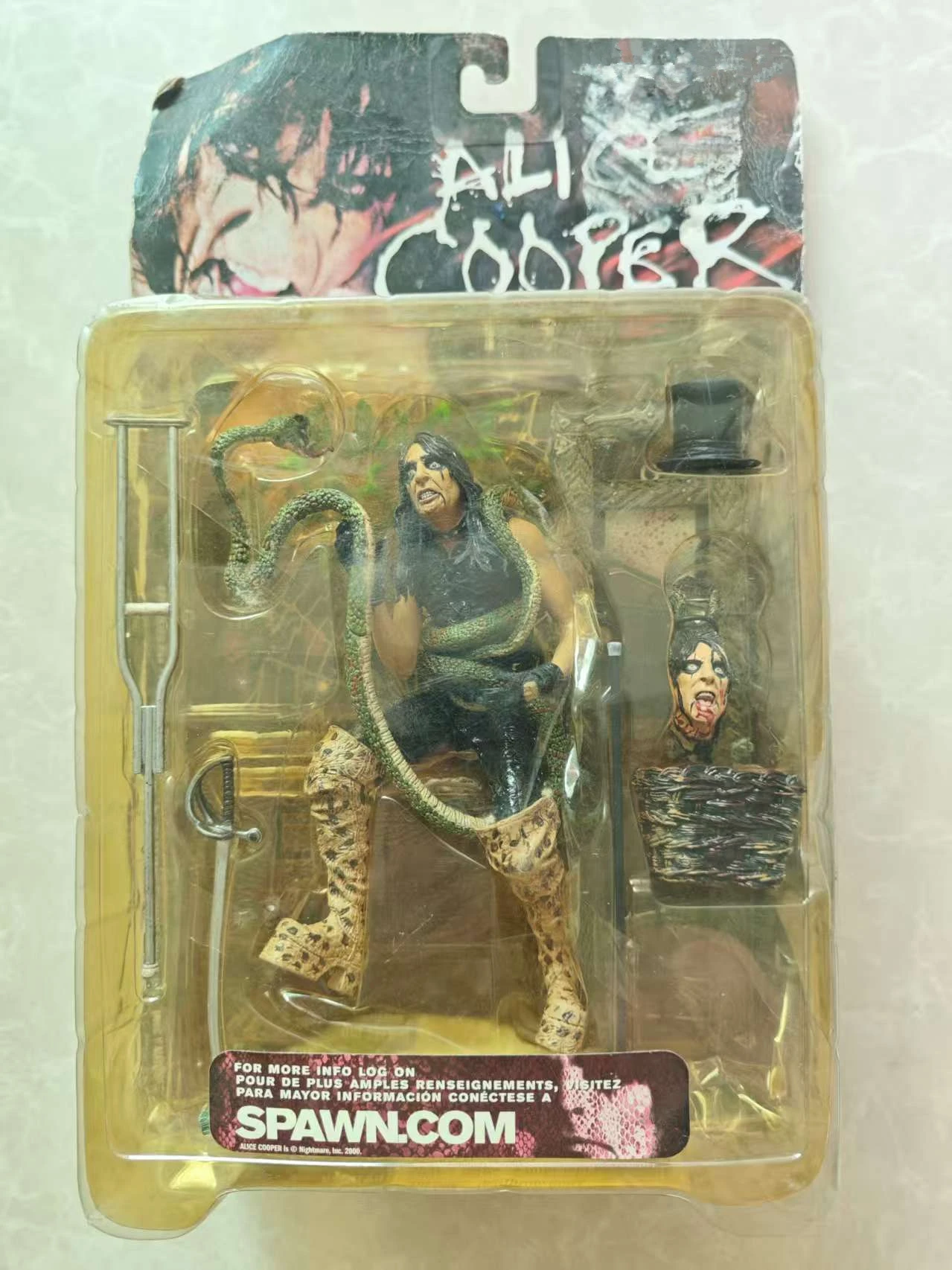 

McFarlane 2000, супер сценическая фигурка Алисы Купера, редкие винтажные игрушки, куклы ужасов, коробка слегка желтого цвета