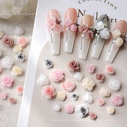 50 szt. Mix rozmiar 3D tipsy akrylowe dekoracja z wzorem kwiatów wisiorki akcesoria części żywiczne chińska róża materiały Manicure do ozdabiania paznokci