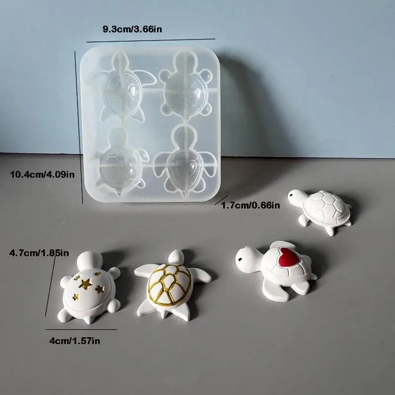Four Turtles Plaster Silicone Molds DIY Heart Star Texture Shell Ornaments Epoxy Resin Mould Scented Animal Candle Soap Mold