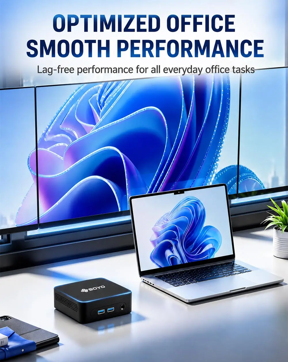 SOYO Mini PC Y5 AIR Intel Core I5 4250U 8GB RAM 128GB ROM Windows 11 Pro WiFi BT4.2 Office Desktop Computer 22nm 2.6ghz HDMI*2 USB3.0*4 RJ45*1 200MHZ Dual HDMI 4K Display Type-C