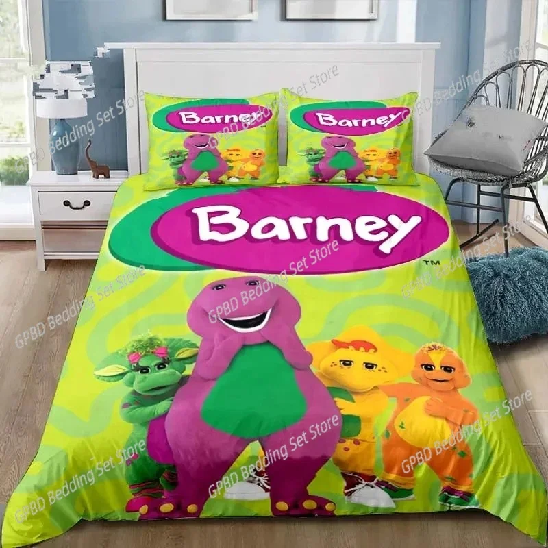 3D Print Barney Cartoon Friends Bedding Set Double Twin King Duvet