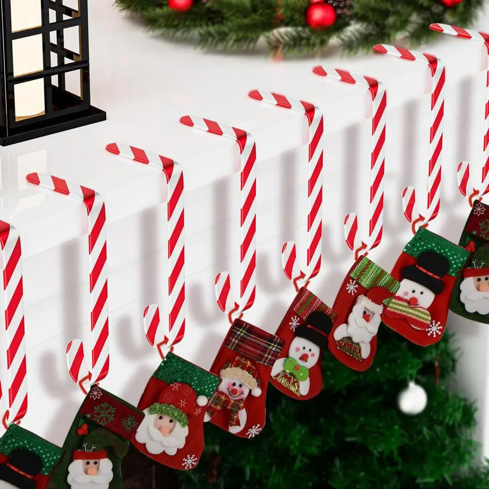 Christmas Doll Hangers Mantel Stocking Hangers Candy Cane Christmas Stocking Hooks for Mantel Non-slip Holders for Fireplace