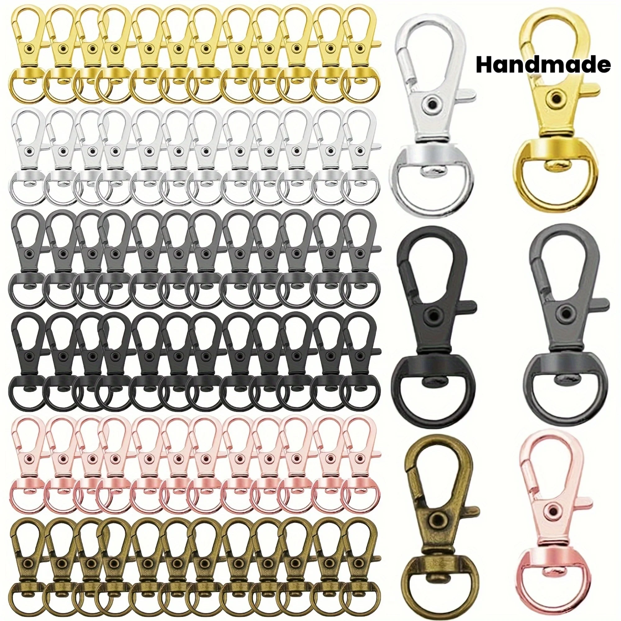72pcs multi-color keychain kit with rotating lobster clasp for dog collar decoration accessories DIY handmade backpack clip clas