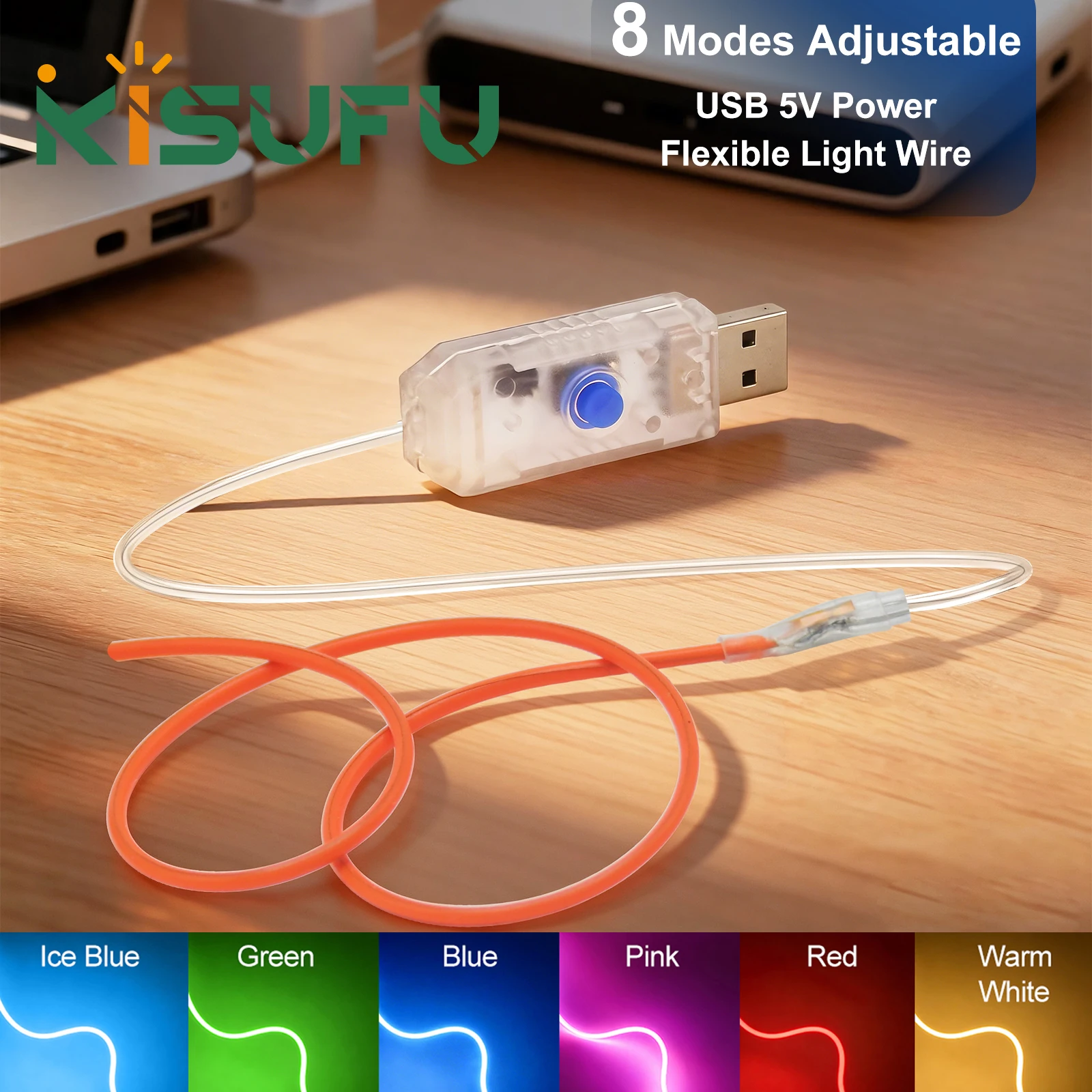 3V LED Filament 8 Modes USB 110mm 190mm 300mm 360° Glowing Luminous White Warm Blue Red DIY Diode Edison Bulb Lamp Accessories