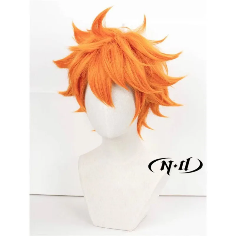 Peluca de cosplay de anime Hiyama Shoyo para niños de voleibol, pelo corto y puntiagudo naranja con estilo volteado