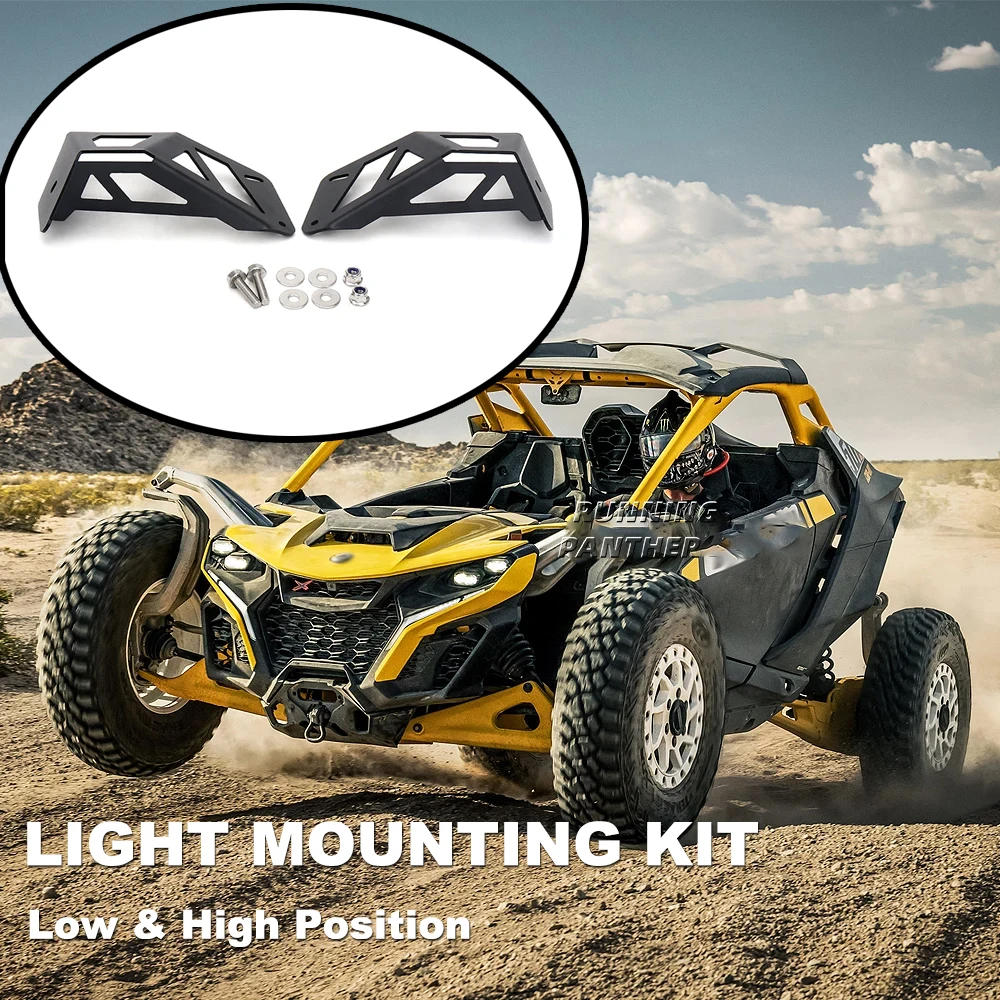 

Новинка для Can-Am Maverick R 2024 для CAN AM MAVERICK R UTV с низким и высоким уровнем освещения, монтажный комплект, металлическая фара черного цвета