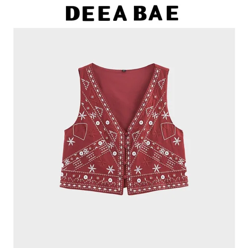 Imagen 2 del producto DEEABAE 2025 NOVEDAD DE VERANO ropa de mujer temperamento efecto espejo decoración chaleco bordado conjunto de pantalones cortos casuales