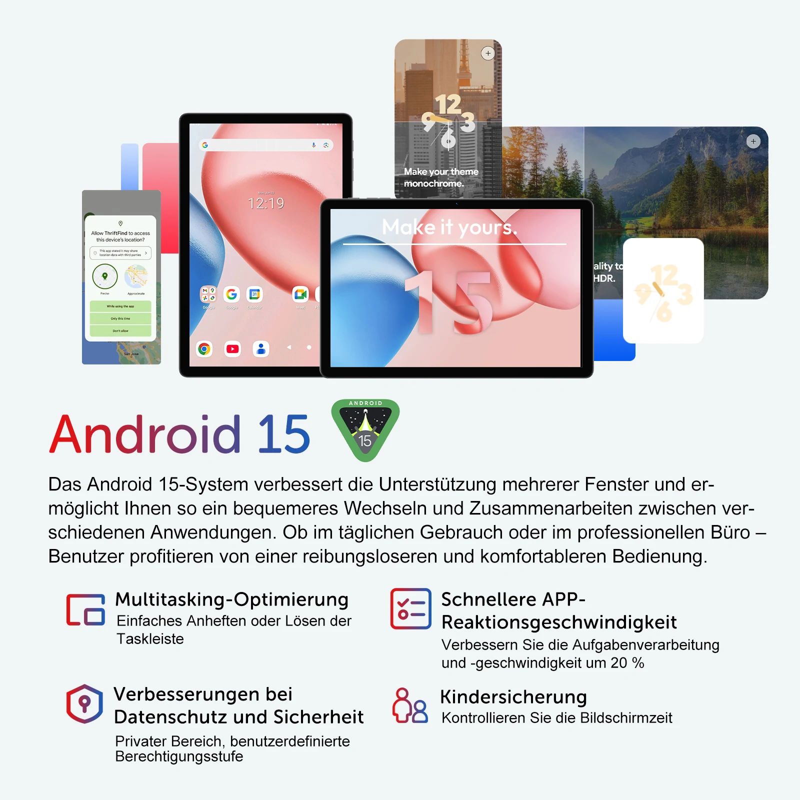 أحدث تابلت Android 15، تابلت 11 بوصة، معالج ثماني النواة 5G WiFi 16 جيجابايت ROM + 256 جيجابايت رام، دقة 1280 × 800 8000 مللي أمبير في الساعة أ