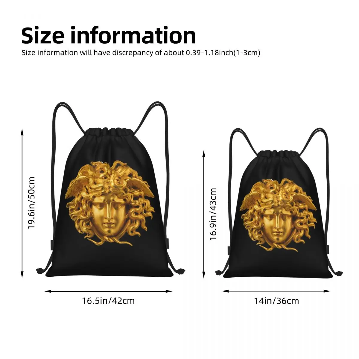 Elegant And Chic French Golden Haired Bag Drawstring Backpack Sports Sackpack Mythological Greek Medusa String Bag for Cycling