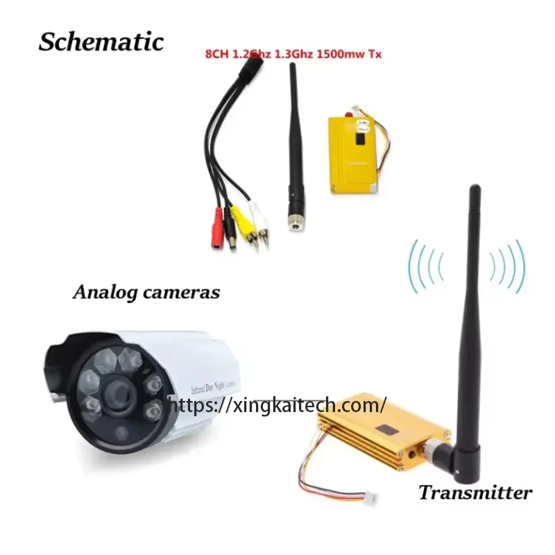 1.2G 1.5W 5W Transmitting Receiving Digital Display Receiver Signal Wireless Audio Video Transmitter Fpv Drone Accessories