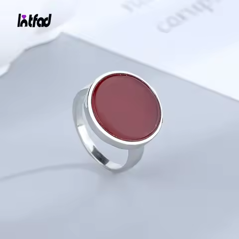 INTFAD 925 Sterling Silver Ring With Round Natural Stone Brief Simple Design Ring Party Gifts Fine Jewelry For Men Women