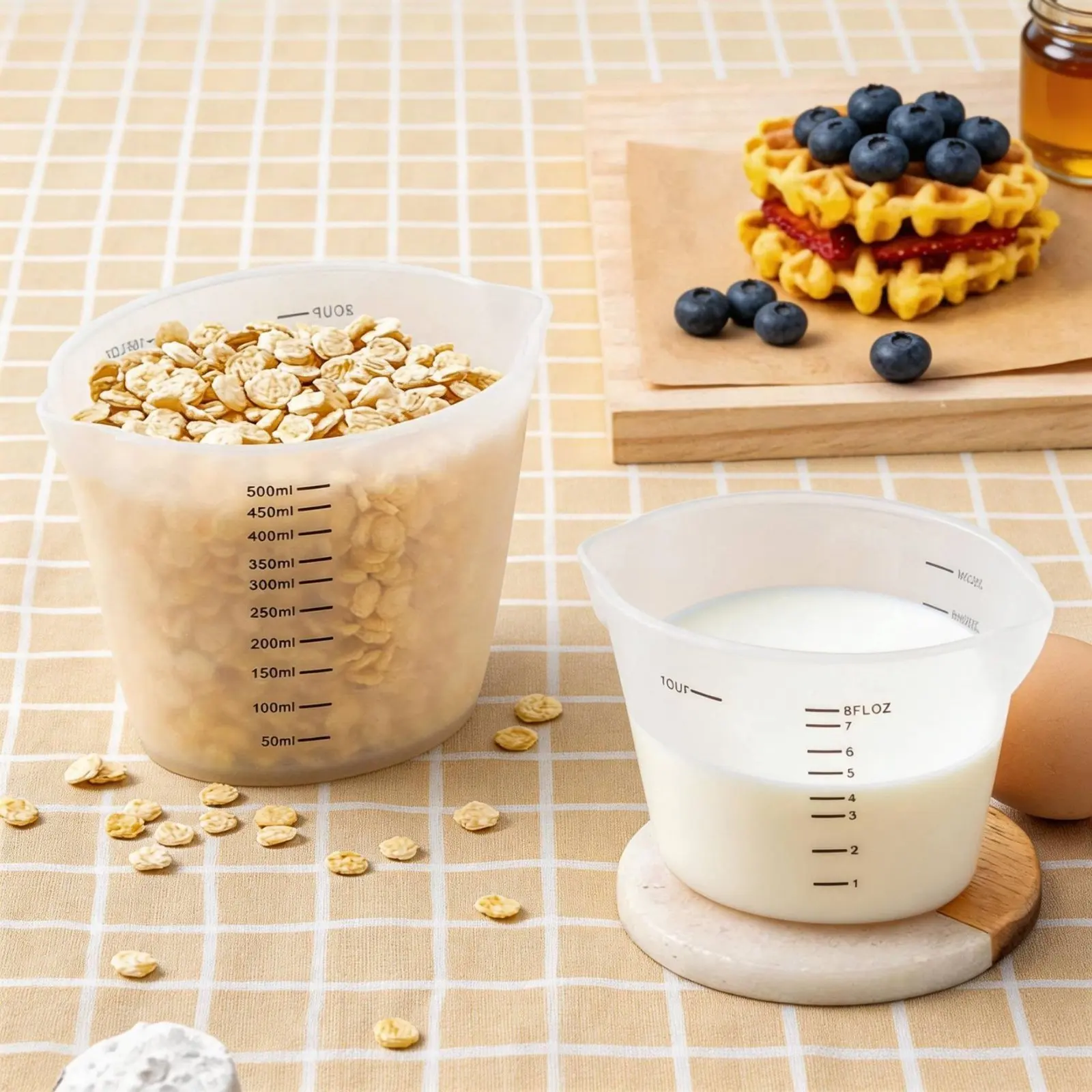 

Silicone Measuring Cup Easy to Read Scale Graduated Measuring Cup Heat-Resistant Non-Stick for DIY