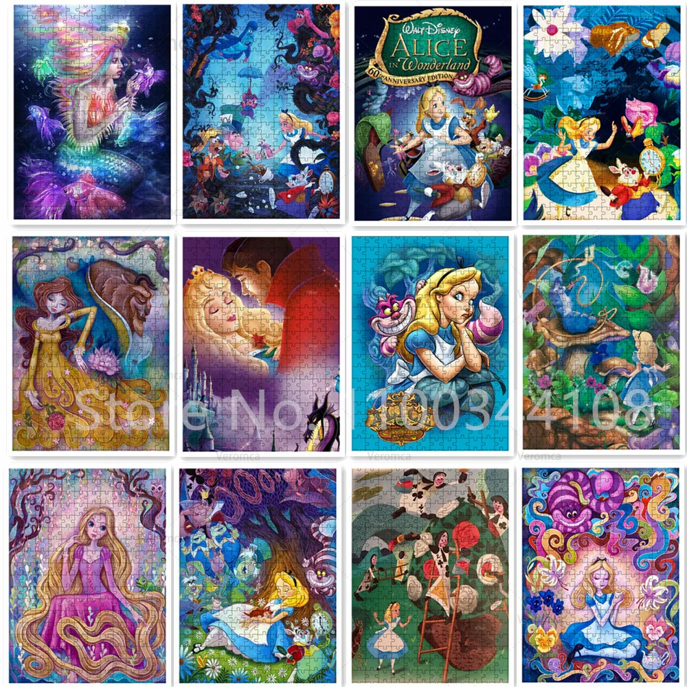 

Alice In Wonderland Disney Puzzle 1000 Pieces Fairy Tale World Fantasy Cartoon Jigsaw Puzzle for Adults Kids Educational Toys