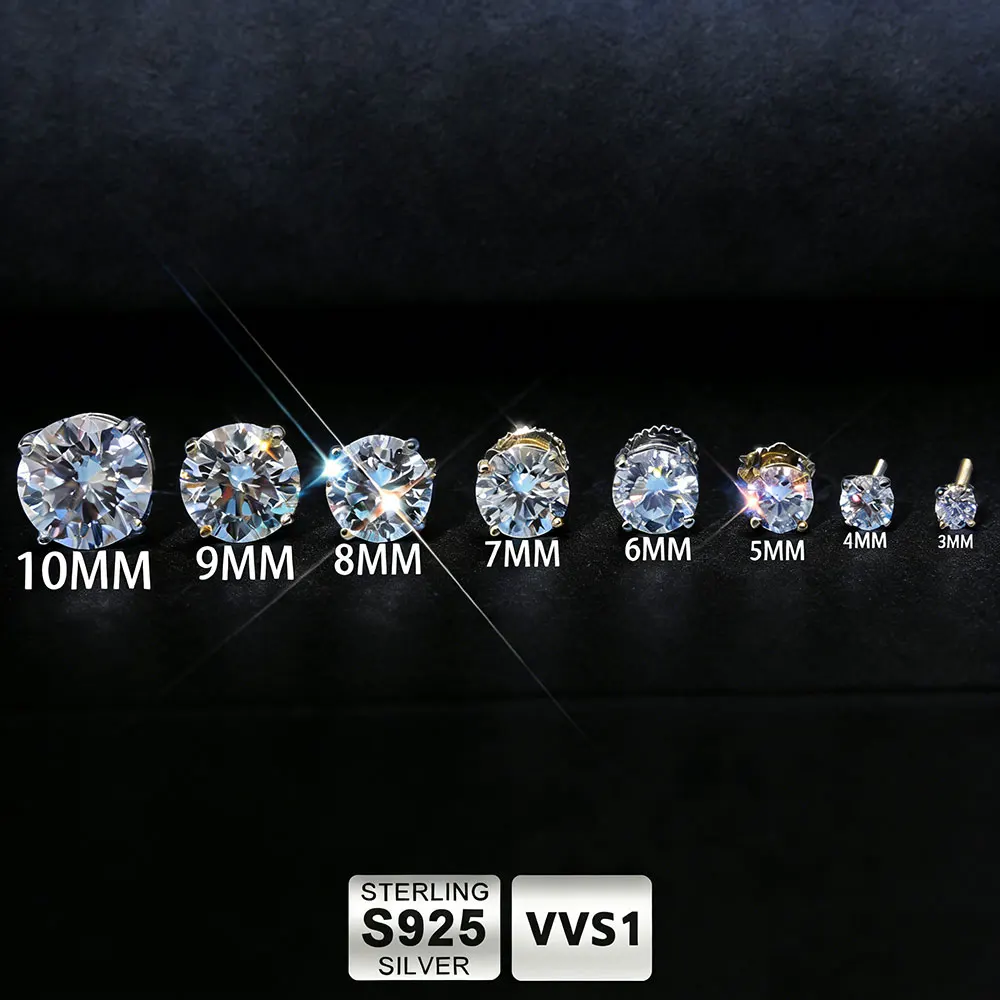 

Серьги с муассанитом D цвета, 2 карата, из стерлингового серебра 925 пробы, сверкающие роскошные серьги-гвоздики для женщин, изысканные ювелирные украшения для свадьбы