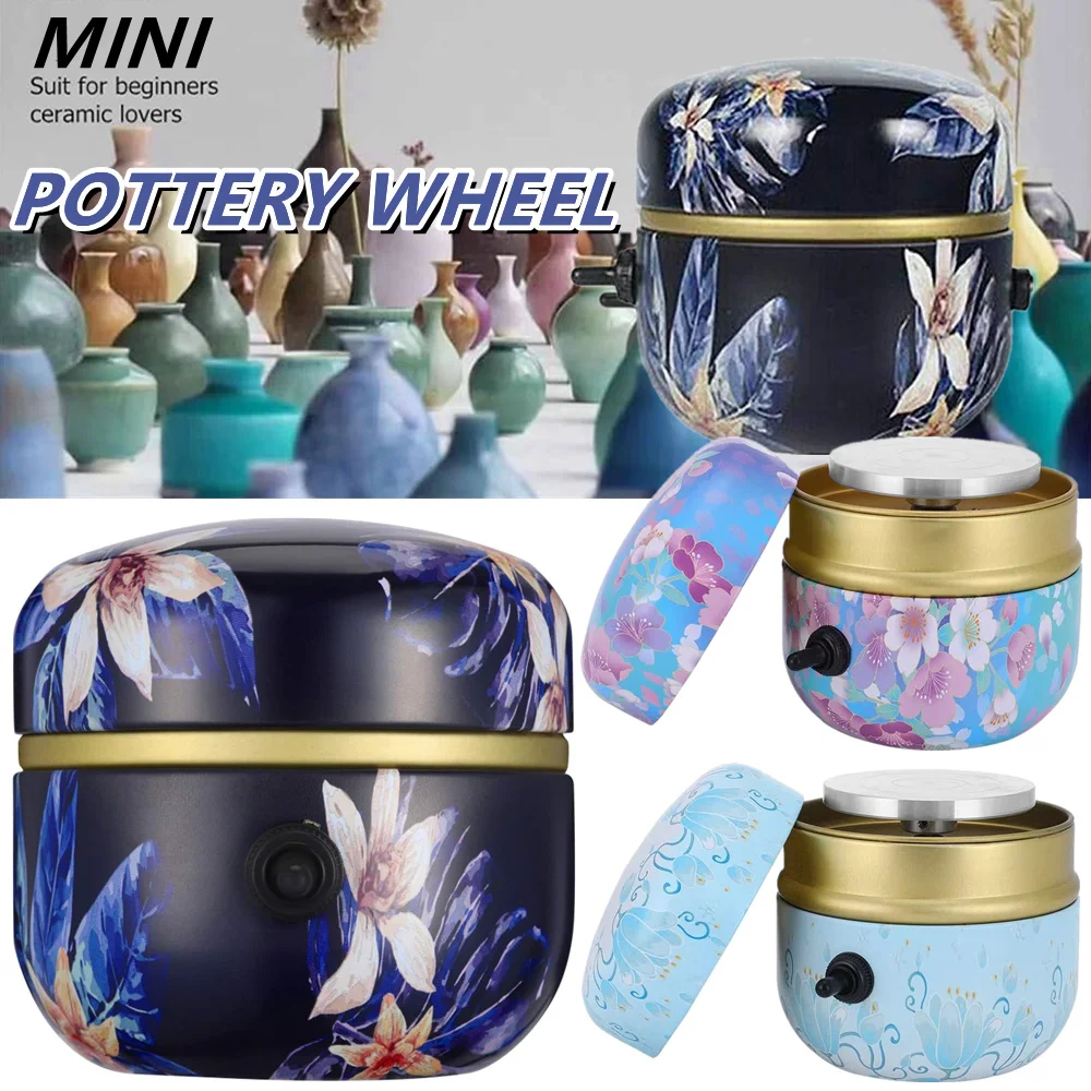 

Mini Electric Pottery Wheel with Tray+Sculpting Kit, Pottery Forming Machine for Ceramic Clay Tools Art Crafts Pottery Turntable