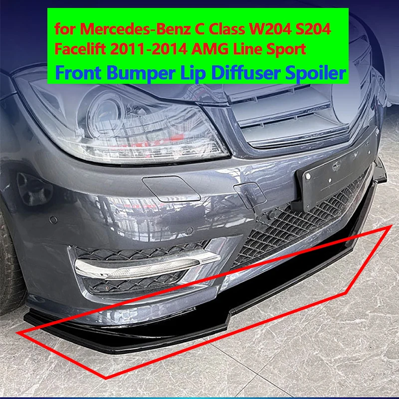 

Car Front Bumper Lip Diffuser Spoiler for Mercedes-Benz C Class W204 S204 Facelift 2011-2014 AMG Line Sport Car Bumpers
