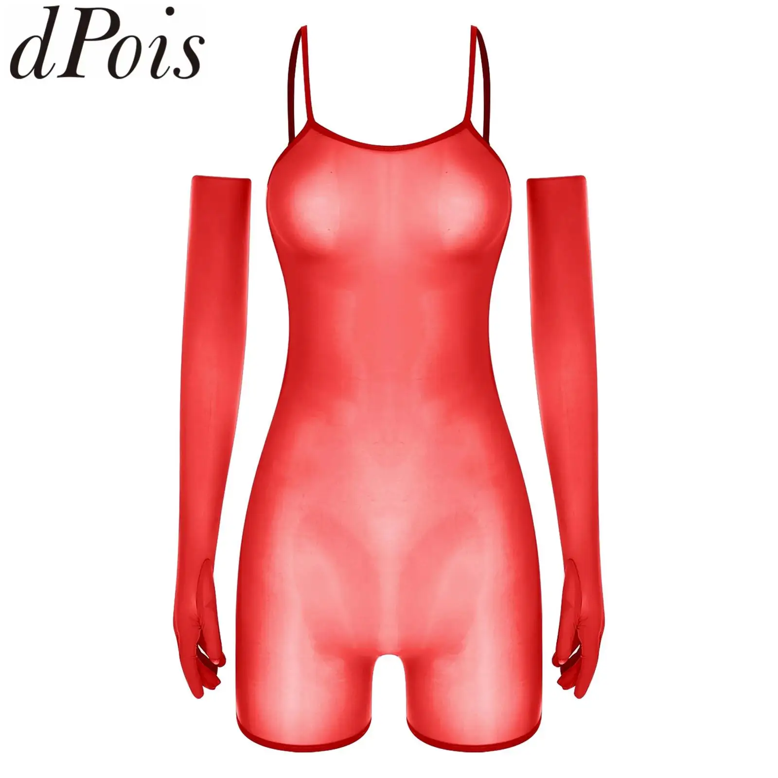 

Сексуальный блестящий прозрачный боди-комбинезон с длинными перчатками, глянцевое нижнее белье, колготки, женские прозрачные шорты-комбинезон, ночная одежда