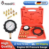 Podofo 12Pc Oil Pressure Tester Kit Professional Oil Pressure Gauge Tool for Engine Diagnostic Test Hose Adapters and Carry Case