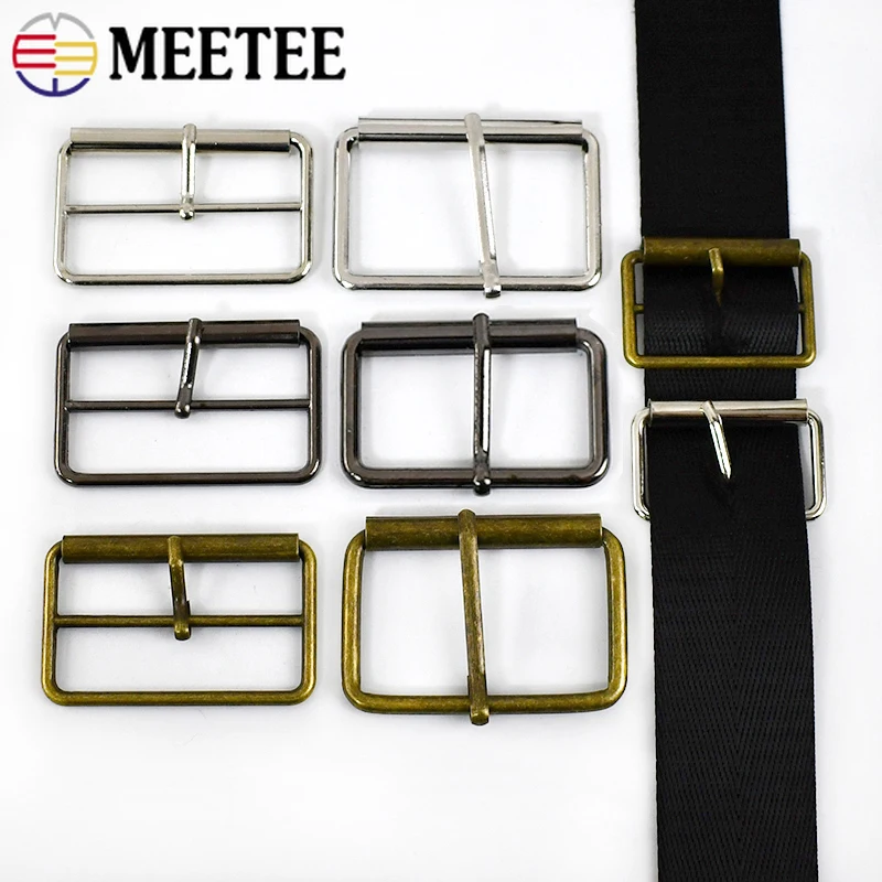 5 pçs meetee 20-50mm metal ajustável pino fivelas tri-glide gancho fecho fivela de cinto mochila roupas sapatos diy acessórios de costura