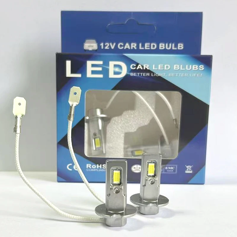 

H3 LED Headlight Bulb Fog Headlight 1:1 Size Replication Plug And Play High Power Ultra Bright Car Light 12V 120W 12000LM 2pcs