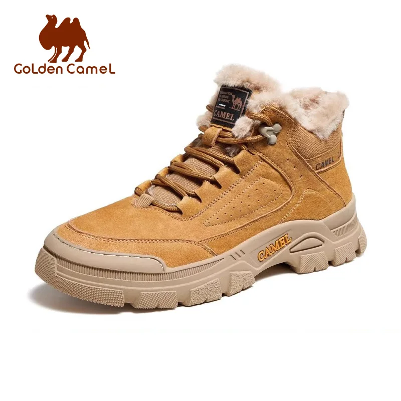 

GOLDEN CAMEL Men's Winter Boots Long-pile Warm Shoes Water-resistant Non-slip Height-enhancing Casual Work Boot for Men 2024 New