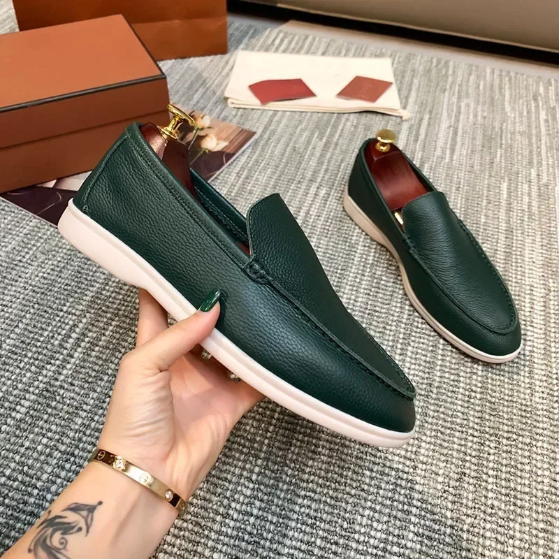 EAEOVNI luxe schoenen stiksels heren rubber geen casual volwassen flats damesschoenen leer dames loafers heren platte schoenen