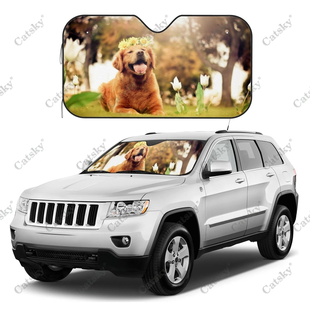 Cute Dog Car Sunshade, Spring Outdoor Car Decoration, Dog Windshield, Dog Lovers Gift, Dog Car Sunshade, Gift For Mom, Gift