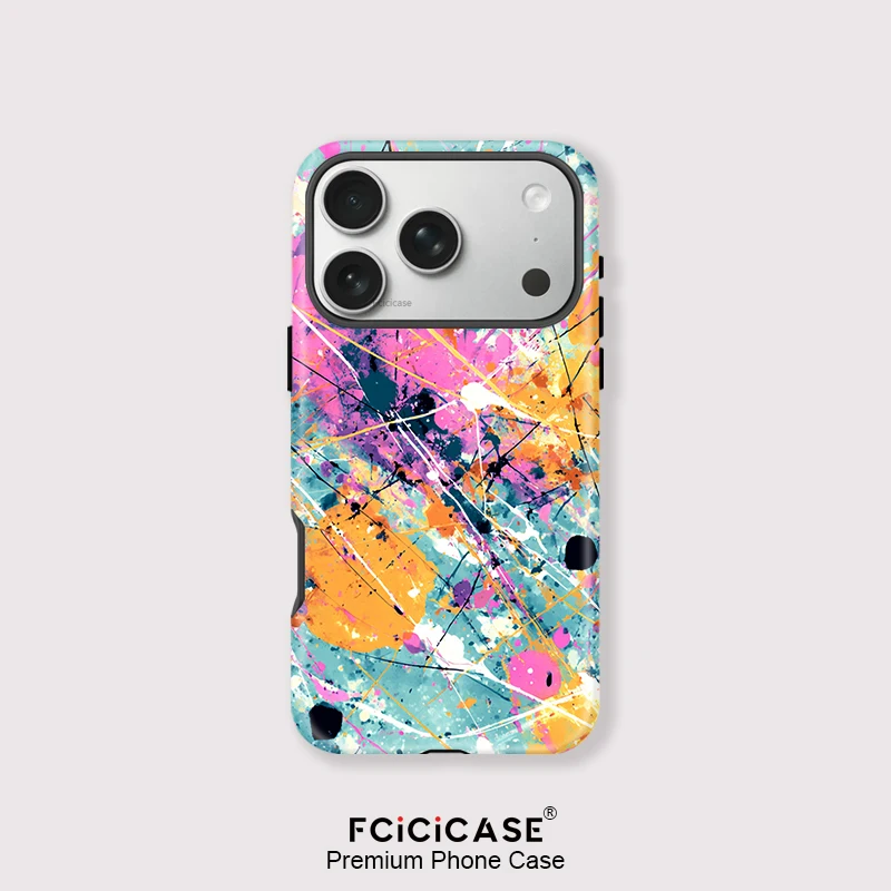Fcicicase Phone Case For iPhone 17 16 15 14 13 12 Pro Max Plus Air Magnetic For Magsafe Magnetic Colorful Art Painting Cover
