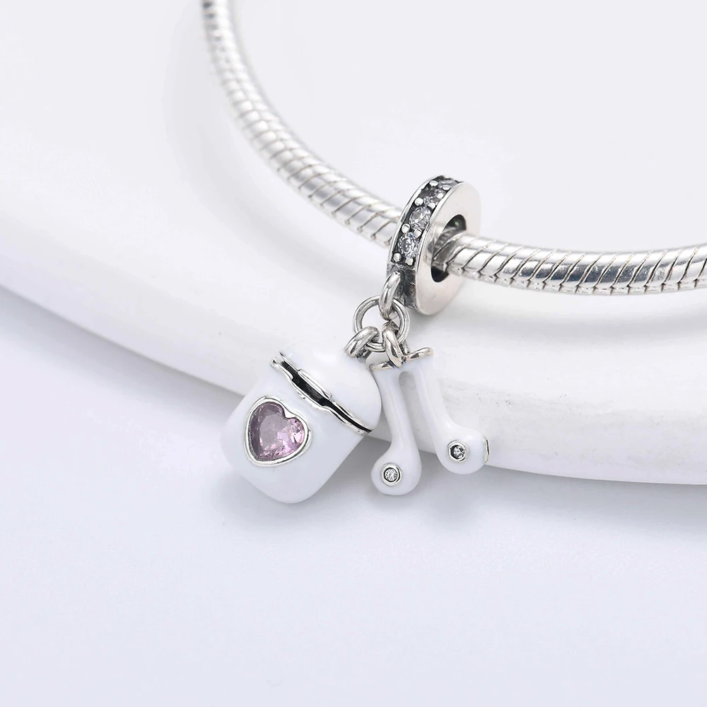 New 925 Sterling Silver Charms Music Notes Piano Headphone Pendant Beads Fit Bracelets Necklaces keychain DIY Jewelry For Women view 5