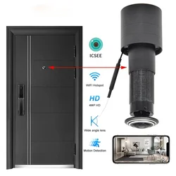 3MP ICSEE Video Deuroog Kijkgaatje Wifi Camera Bewegingsdetectie Deurkijker Video-oog Draadloze Intercom Home Security Auto Record