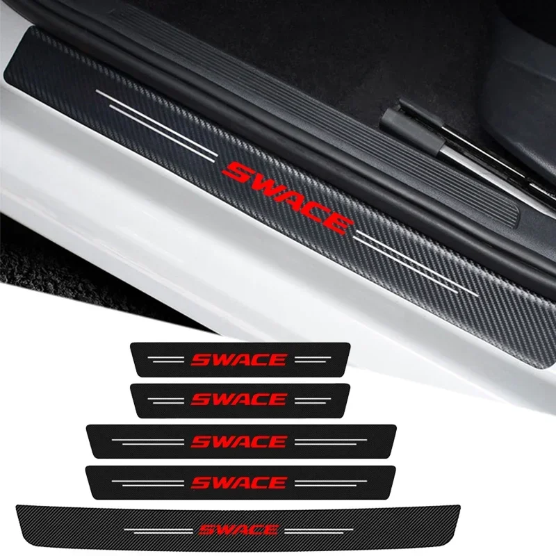 Car Door Sill Protector Rear Trunk Bumper Guard Carbon Fiber Threshold Stickers for Suzuki Swace 2016 2018 2020 Accessories