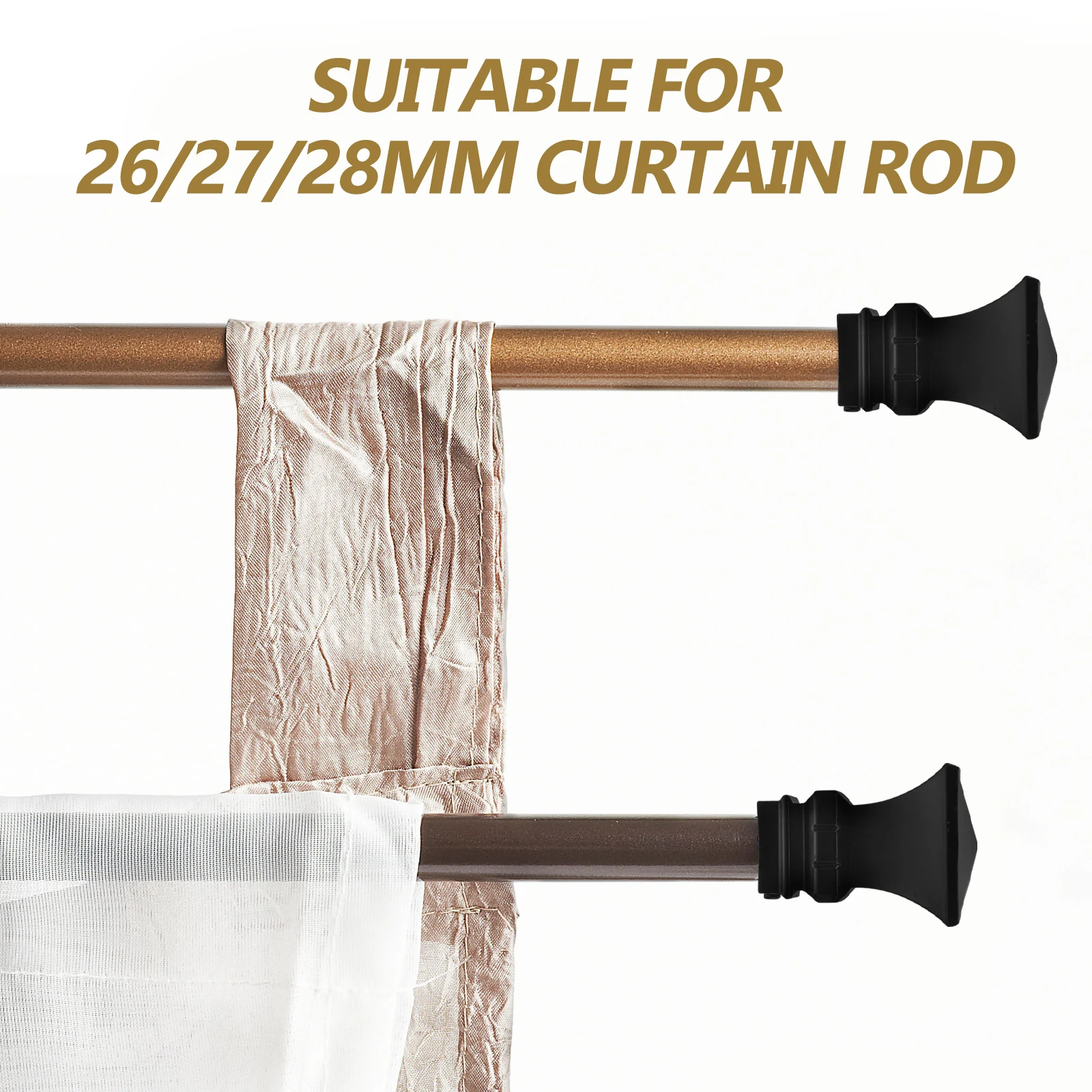 

2Pcs Curtain Rod Finial Ends Iron Material Modern Style Finials for Rods Replacement Household Window Drape Accessories