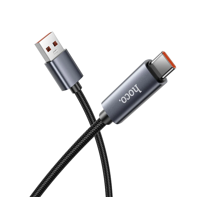 HOCO 5A USB A a tipo C Cable de carga rápida para teléfono iPhone 16/15 Pro Max pantalla Digital LED Cable de teléfono p