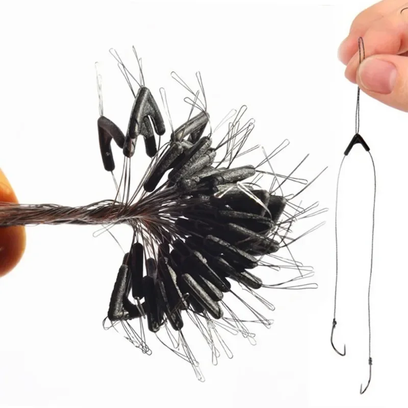 100pcs Fishing Sub Line Splitters Double Hooks Rubber Contactor Device Bifurcation Adjusting And Separating Fish Float