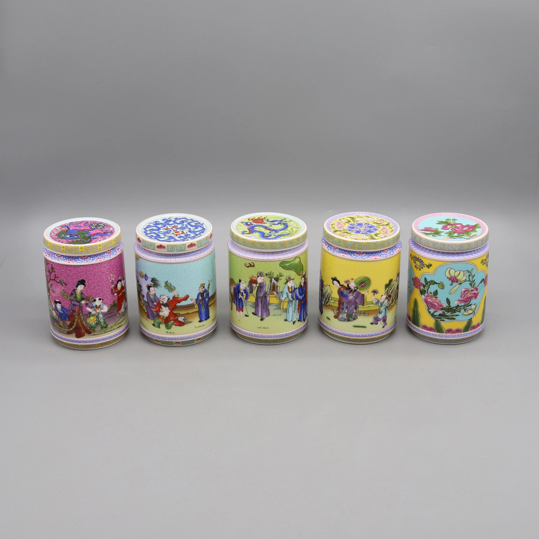 Pot with Paintings, Collectible Ceramics, Canister, Home Decoration