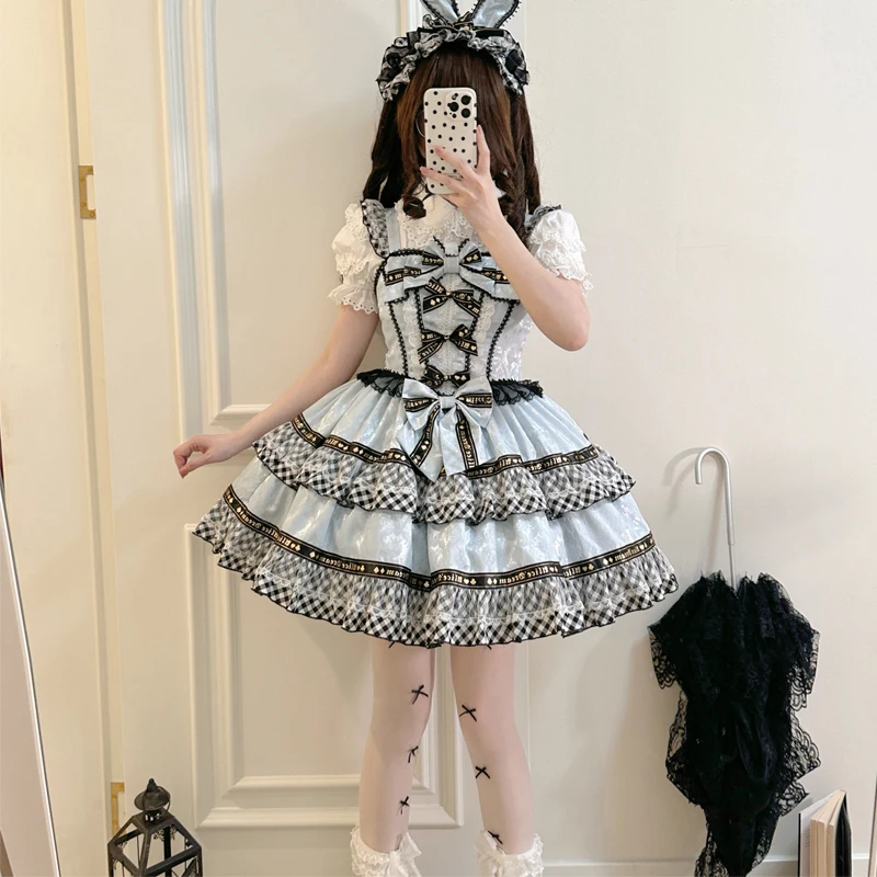 Oryginalna japońska sukienka Lolita Urocza sukienka Jsk z szelkami Słodka sukienka Kawaii Loli Tea Party Fairy Tea Party Western Style Dress