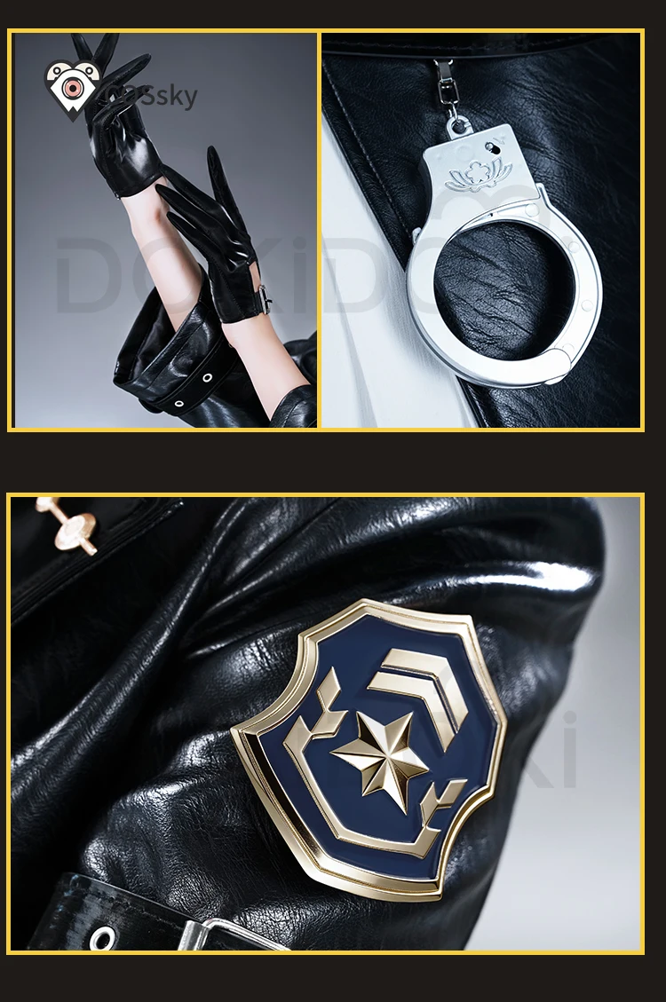 

Game Honkai: Star Rail Kuchiba Cosplay Costume Kuchiba Halloween Carnival Women's Sexy Black Leather Dress Coat Prop Set