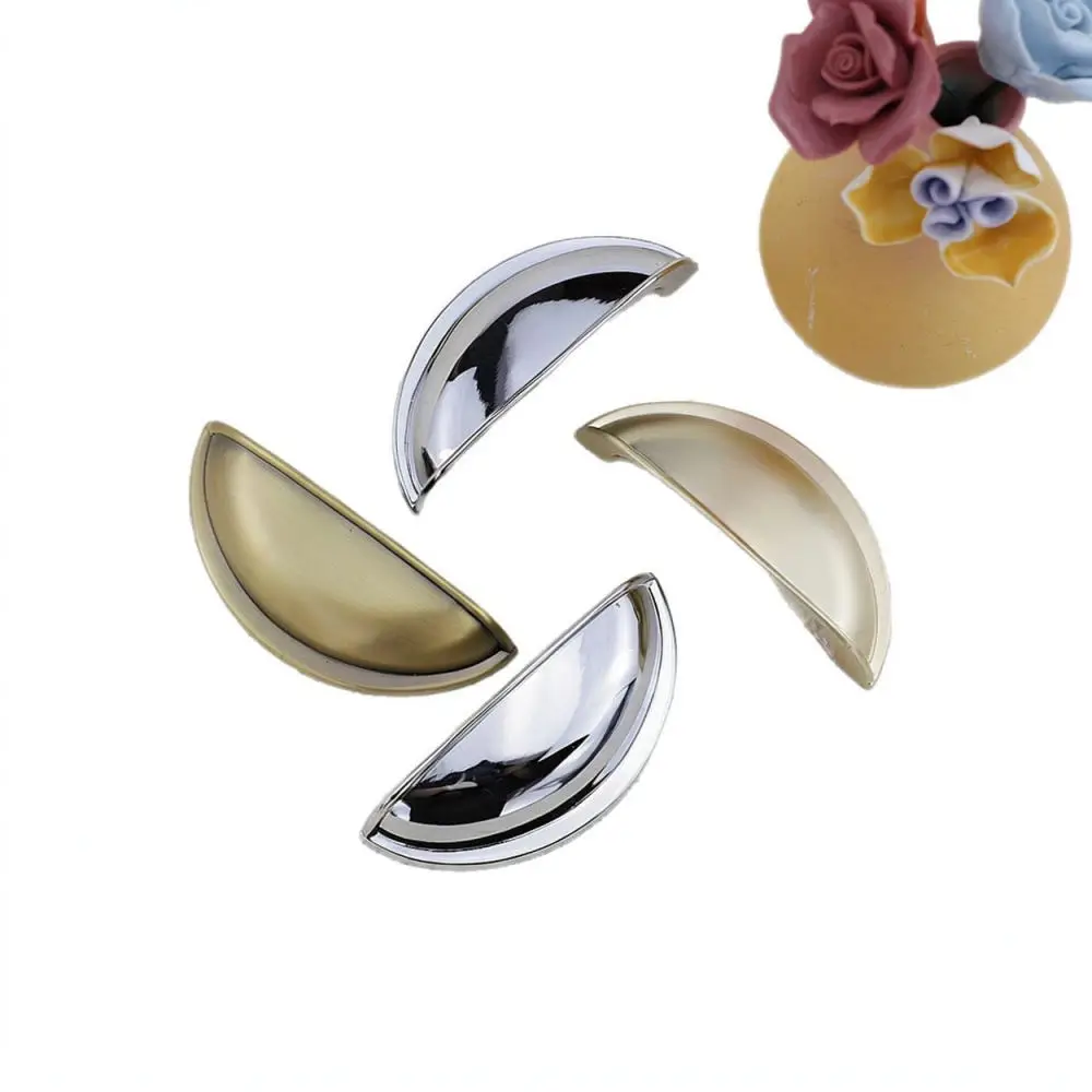 Vintage Design Cabinet Handle Zinc Alloy Drawer Pull Half Moon Furniture Knob Decorative Brushed Silver Hardware