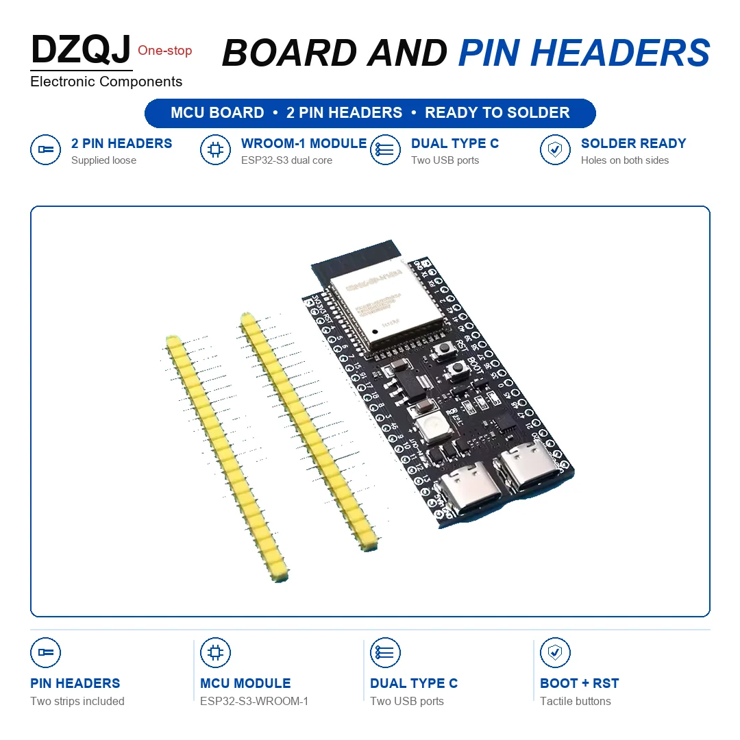 Development Board ESP32S3 DevKitC1 44Pin Type C USB WiFi BT Module N8R2 N16R8 WROOM1 Dual Core AIoT DZQJ