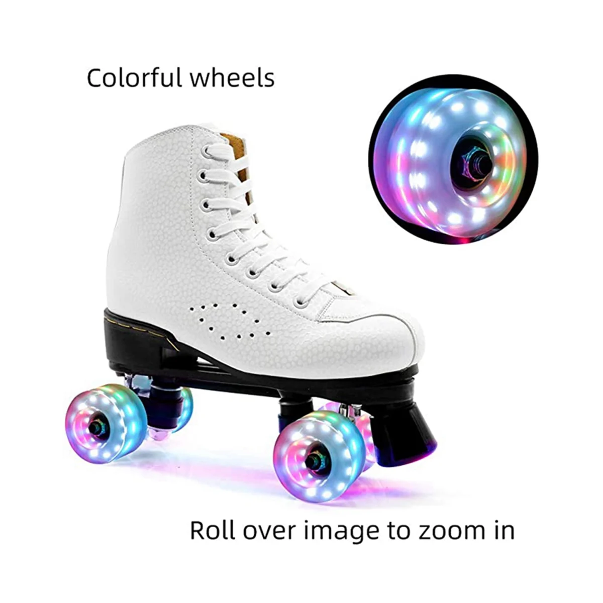 8 Illuminated Roller Skate Wheels Fitted with Bearings for Indoor or Outdoor Double-Row Skating and Skateboarding