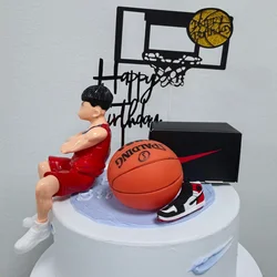 Tema de basquete feliz aniversário cupcake bolo decoração topper bonito fãs do esporte para meninos festa sobremesa bolo decorações presente