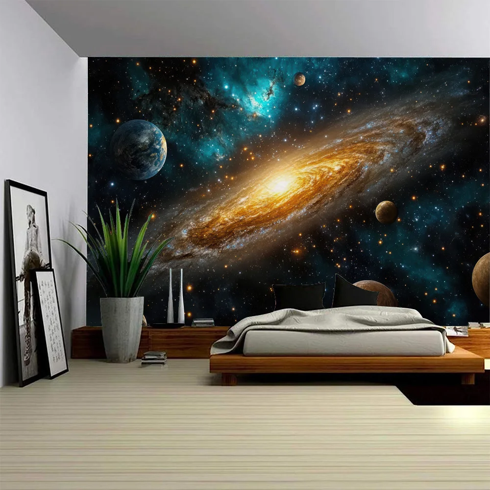 Starry Sky Tapestry, Planet, Galaxy, Home Hanging Cloth, Bohemia, Hippie, Fantasy, Living Room, Bedroom, Wall Art Decoration
